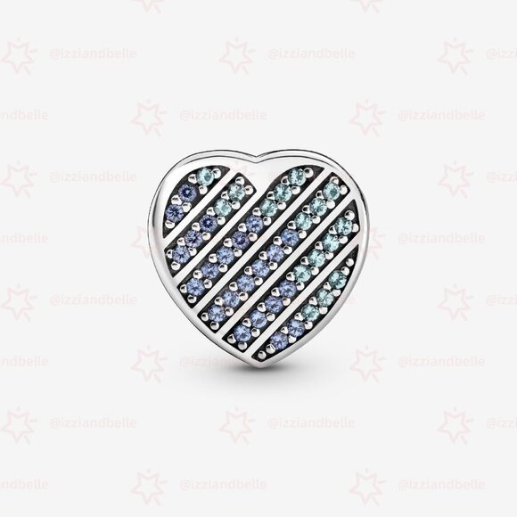 Pandora Blue Pavé Heart Clip Charm - Picture 3 of 3